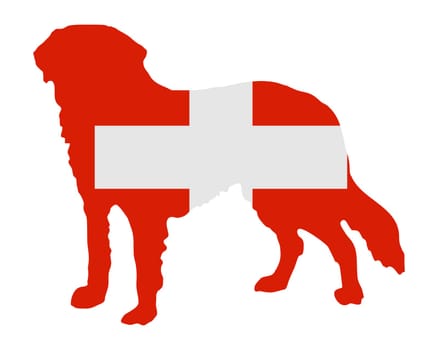 National flag of Switzerland with St. Bernard
