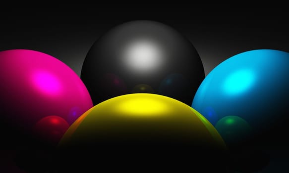 3D - CMYK Spheres - Light and Shadow