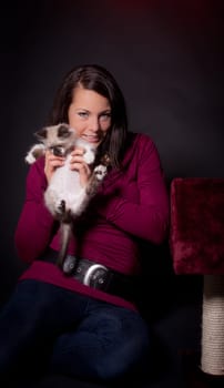 Woman with kitten
