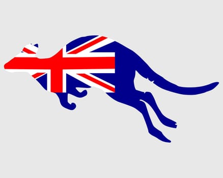 National flag of Australia with kangaroo