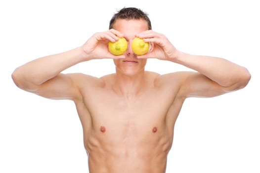 Young man with an apple