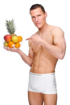 Young man with an apple