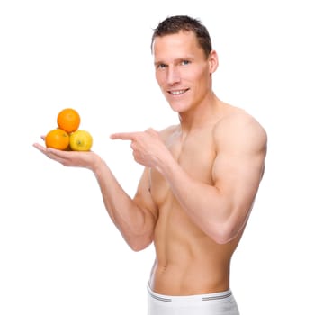 Young man with an apple