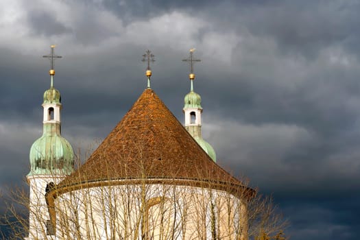 The cathedral of Arlesheim from the back