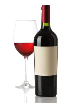 Red wine bottle and glass