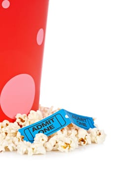 Two tickets and popcorn bucket