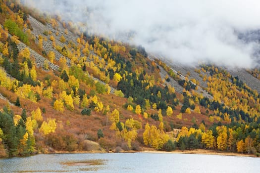Mountain lake in autumn