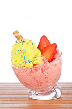Delicious strawberry and vanilla ice cream