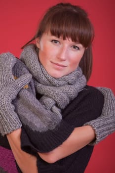 casual woman in sweater and scarf