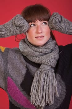casual woman in sweater