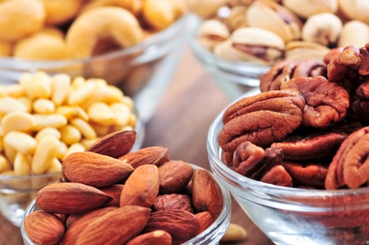 Bowls of assorted nuts