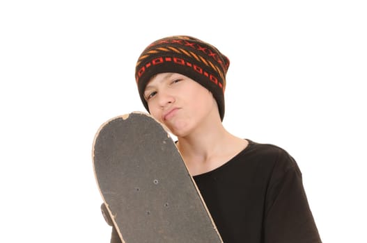 The teenager with a skateboard