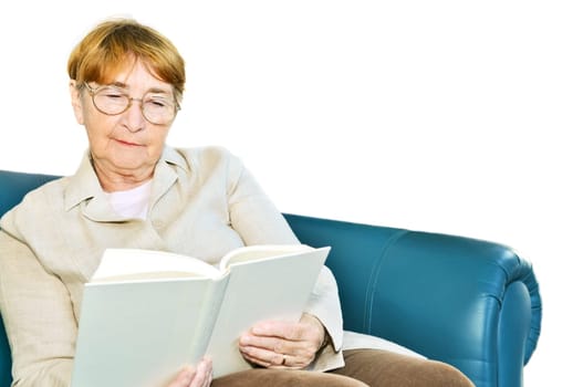 Old woman reading book