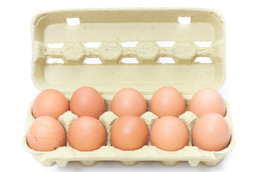 brown eggs in box