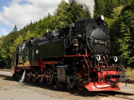 very well preserved steam locomotive of the Harz Narrow Gauge Railway