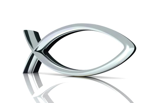 3D ICHTHYS Silver - Abstract Fish Symbol