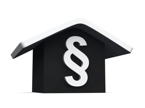 3D House with Paragraph White Black