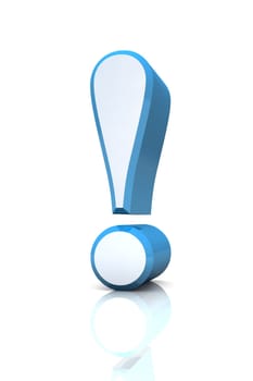 3D Exclamation Mark - Silver Blue