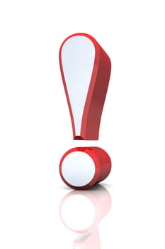 3D Exclamation Mark - Silver Red