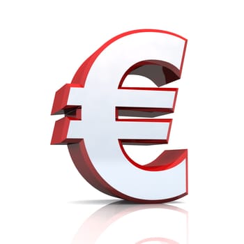 3D Euro symbol - Silver Red Chrome