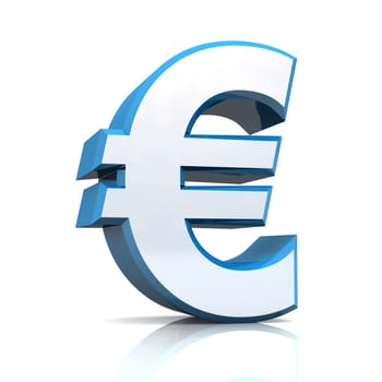 3D Euro symbol - Silver Blue Chrome