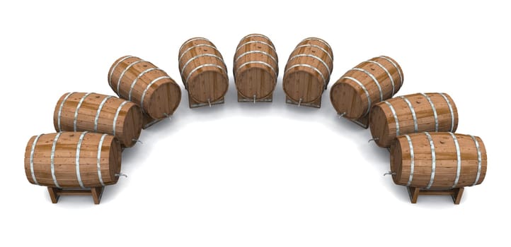 Beer kegs in semicircle 02