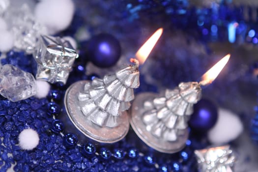 Christmas decoration in blue silver