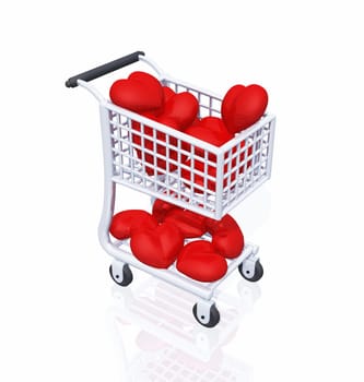 I love shopping - Shopping cart with heart 01
