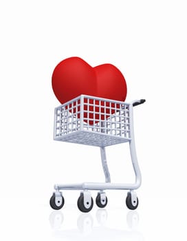 I love shopping - Shopping Cart with Heart 03