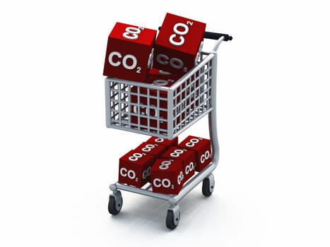 3D CO2 Emissions Trading Red Silver
