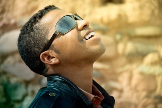 Happy smiling african man