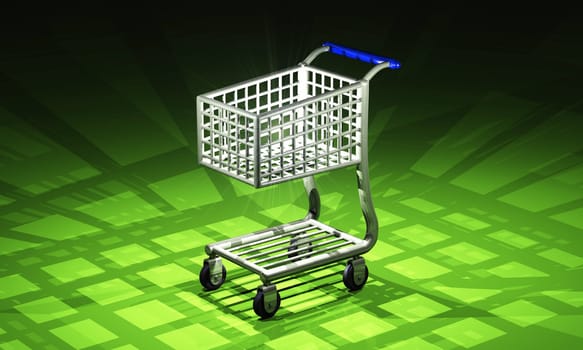 Shopping Cart Illuminated - Blue Green