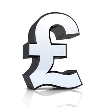 3D Pound Symbol - Silver Black Chrome