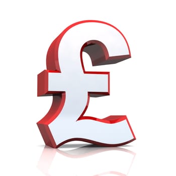 3D Pound Symbol - Silver Red Chrome