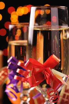 Wineglasses with a champagne