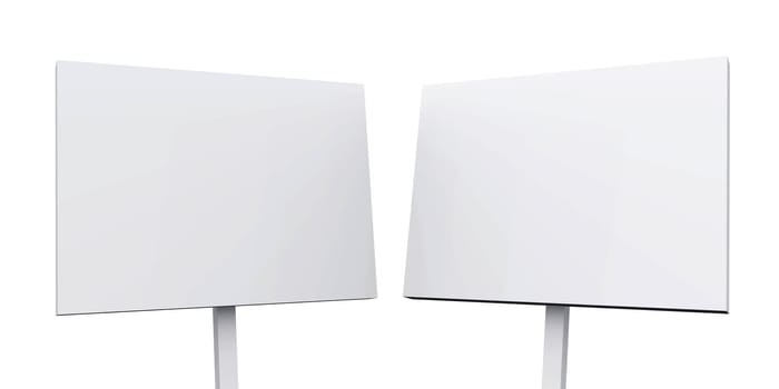 2x Blank Signs - White Isolated