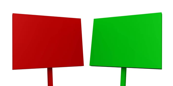 2x Blank Signs - Red and Green