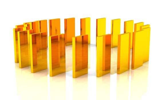 Abstract golden blocks in circle