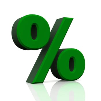 3D Percent Icon Green Black
