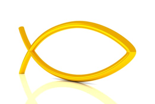 3D ICHTHYS Gold - Fish Symbol 03