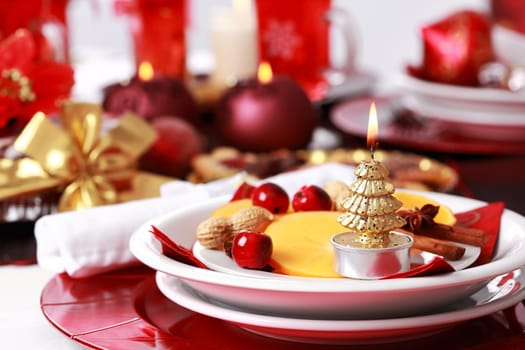 Place setting for Christmas