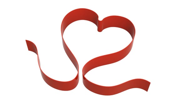Heart made of red band isolated