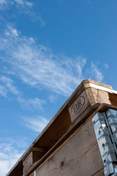 euro pallet on sky background