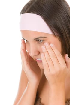 Teenager problem skin care - young woman