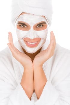 Teenager facial mask - happy woman