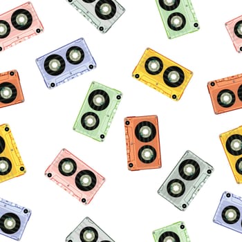 design with retro seamless audio tapes