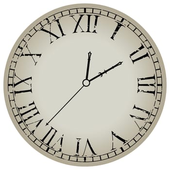 ancient clock against white