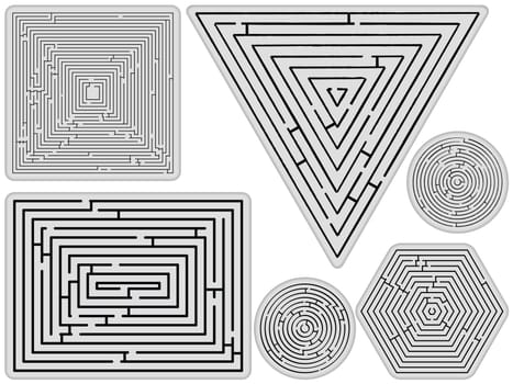 mazes collection against white