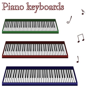 piano keyboards against white