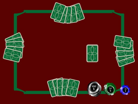 poker chips and table